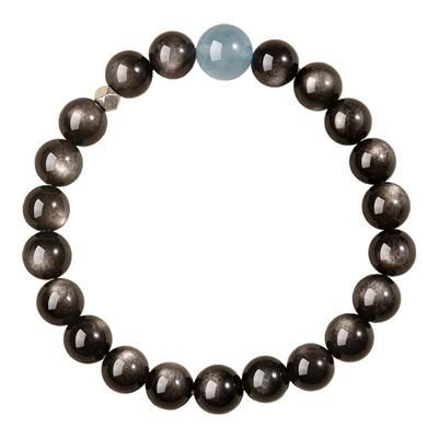 五台山银曜石海蓝宝水晶手串