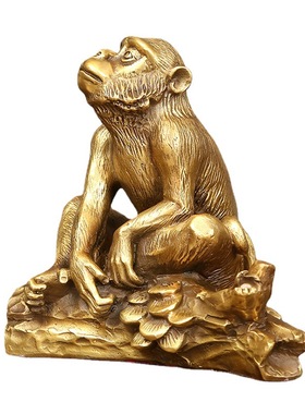 中式黄铜猴摆件工艺品