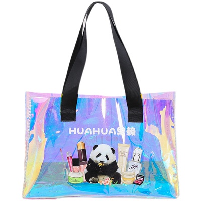 镭射袋pvc定制logo果冻包炫彩透明手提袋塑料礼品袋礼物包装袋子