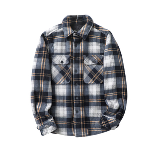 超厚！可做过冬外套！北美单羊羔绒保暖秋冬户外复古休闲格纹衬衫