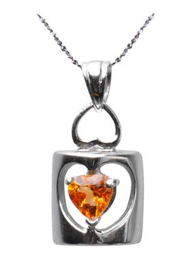 梦克拉 S925银镶黄水晶吊坠女 一心一意 心形