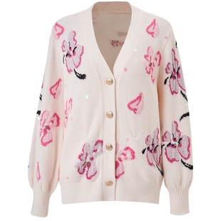 【奥莱】MAXRIENY甜美钉珠开衫毛衣外套