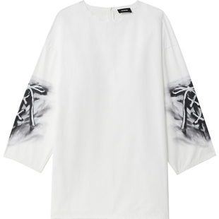 IT We11Done女装中长款长袖上衣新款时髦个性手绘印花185UWHXL