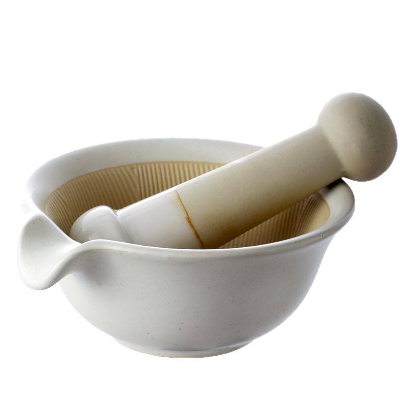 陶瓷研磨碗宝宝辅食碾磨器婴儿磨米糊碗配研磨棒家用手动研磨餐具