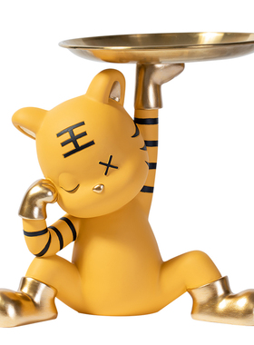 创意电视柜老虎公仔收纳摆件轻奢潮玩客厅桌面放钥匙茶几玄关装饰