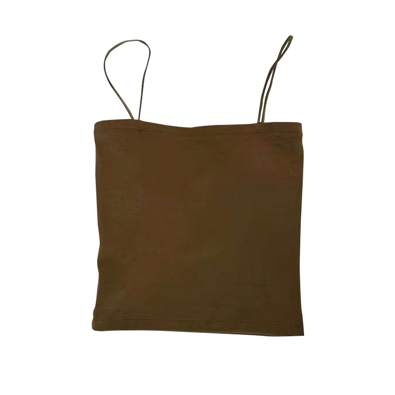 闰熙6196高弹力一字背心固定一体胸垫巨显瘦纯色百搭女吊带小绿盒