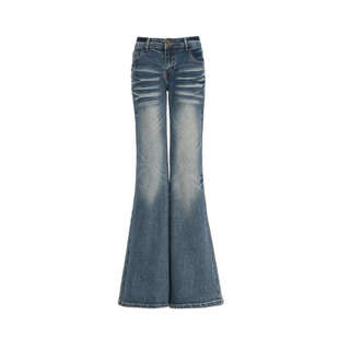 ZRSEE 美式辣妹磨白微喇牛仔裤女早春新款小众设计感修身显瘦裤子