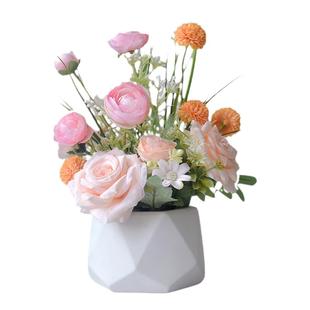 仿真花摆件装饰品北欧小清新假花客厅电视柜摆设陶瓷花瓶插花盆栽