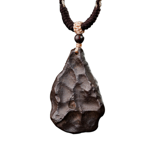 天然陨石吊坠男女情侣项链挂坠黑色原石孤品挂件宇宙天铁星星礼物