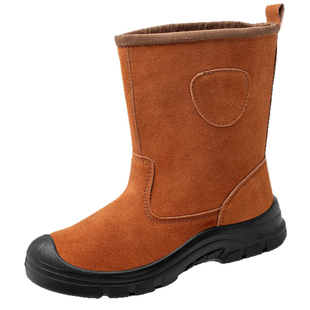 实心底劳保鞋男高筒高帮真皮靴钢包头油田电焊工防砸防刺穿工作鞋