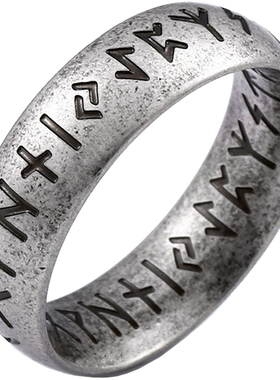 复古卢恩符文男钛钢嘻哈潮人指环