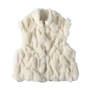 秋冬季皮草马甲女款真狐狸毛短款拼接毛毛马夹减龄显瘦两面穿坎肩