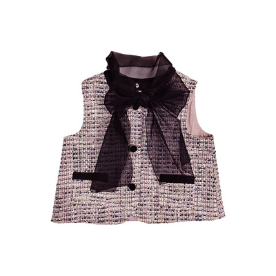 NU恩幼童装小香撞色复古背心短裤