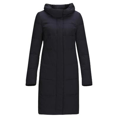 中长款修身藏蓝色立领外套羽绒服