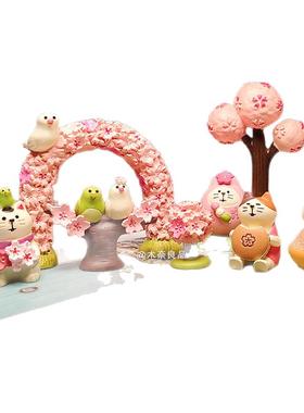 樱花宴会招财猫微缩场景摆件
