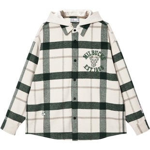 杰克琼斯男装NBA联名雄鹿队冬季新款衬衫外套衬衣上衣服2254O3016