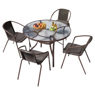 户外桌椅组合庭院室外阳台休闲茶桌椅套装露天台铁艺餐桌花园藤椅