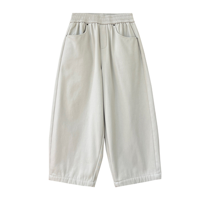 百搭纯色加绒保暖八分哈伦裤女冬季松紧腰宽松阔腿加厚萝卜休闲裤