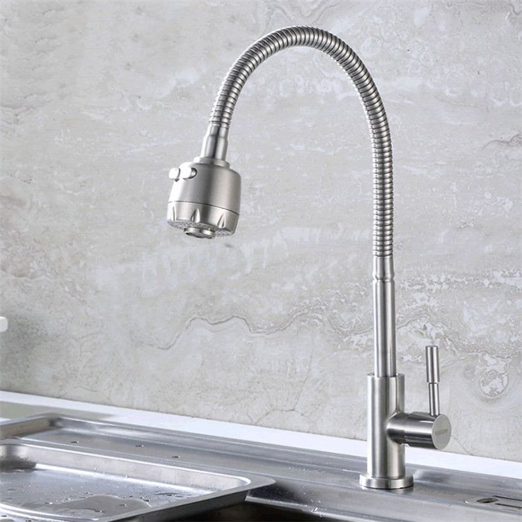 304不锈钢厨房单冷万向管水龙头 旋转洗菜盆单冷龙头水槽快开龙头