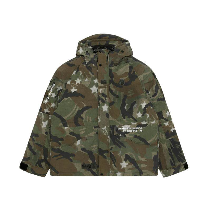 Aape复古做旧五角星迷彩羽绒服