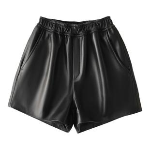 真皮短裤女秋冬2025年新款绵羊皮宽松阔腿显瘦高腰皮短裤纯皮外穿