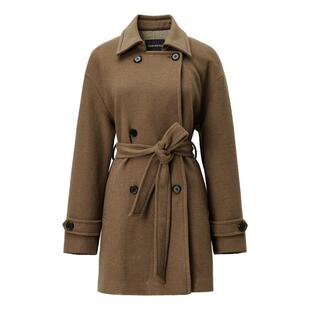 【51%羊毛】颜域咖色毛呢外套女2025冬季新款短款气质中长款大衣