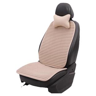 亚麻汽车坐垫三件套小车垫四季通用透气冬季毛绒无靠背车座垫单片