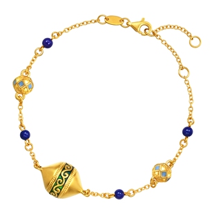 周生生华宇黄金足金文化祝福忍冬纹青金石手链民族风95614B定价