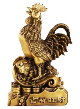 纯黄铜鸡摆件招财镇宅吉祥物生肖金公鸡家居客厅玄关办公室工艺品