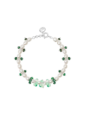 TWOR女祖母绿蓝宝石珍珠手链
