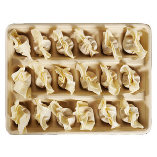 一次性纸浆水饺盒玉米淀粉馄饨盒云吞盒分格饺子盒可降解水饺盒子