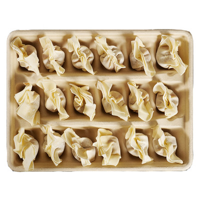 一次性纸浆水饺盒长方形馄饨盒云吞盒分格饺子盒可降解水饺盒子
