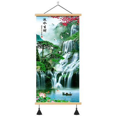 中式流水生财玄关挂画