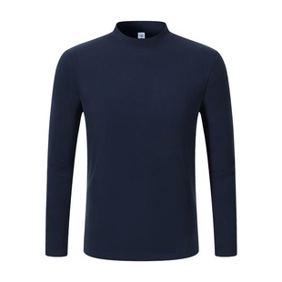 秋冬健身半高领德绒纯色高弹打底衫显大肌肉修身保暖T恤训练透气