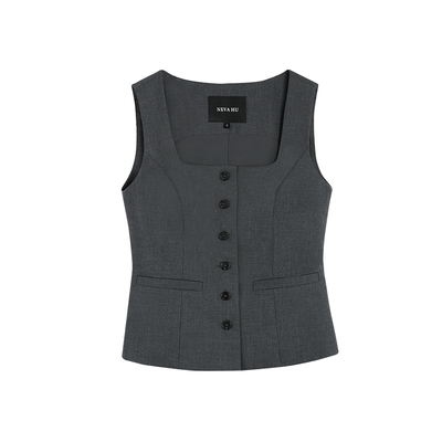 复古叠穿开衫背心无袖上衣马甲女