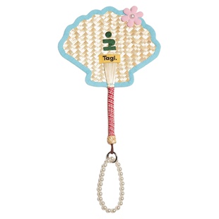 Tagi.《想象贝壳》鼓鼓小花刺绣串编织包边手工麦秸扇