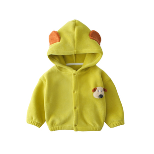 宝宝外套秋冬加绒款2025新款男童女童洋气休闲上衣宝宝连帽卫衣潮
