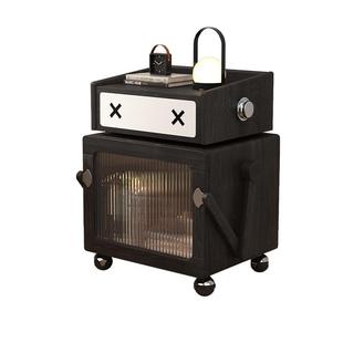 榆柳轩实木机器人床头柜家用卧室简约床边柜可移动储物收纳小边机