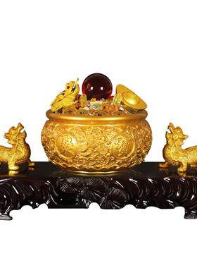 全黄铜聚宝盆招财进宝聚财装饰品