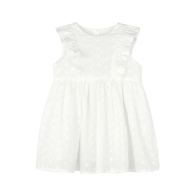大耳象女童镂空绣花花边连衣裙2026夏季新款宝儿纯白透气法式裙子