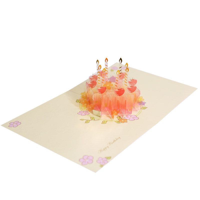 生日蛋糕贺卡3d立体高级仪式感创意女友礼物精致代写祝福语小卡片