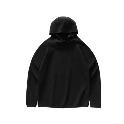 户外运动重磅华夫格高领连帽卫衣