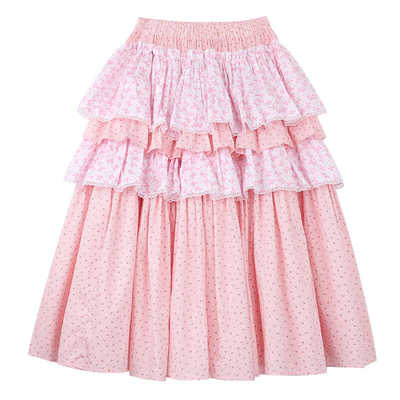 粉色碎花少女甜美半身裙可爱甜美