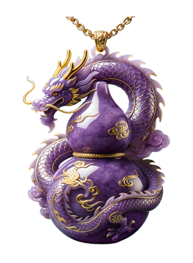 新国风描金红玉龙绕葫芦玉坠福禄吉祥玉石挂件送长辈本命年送礼物