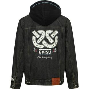EVISU 福神男士智慧之轮底特律时尚烫钻牛仔夹克外套