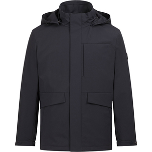 【摇粒绒内里】暇步士春季弹力可拆卸帽保暖厚夹克商务休闲外套男