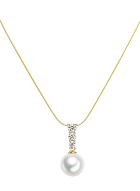 LADYB排钻戴妃珍珠项链银蛇骨链