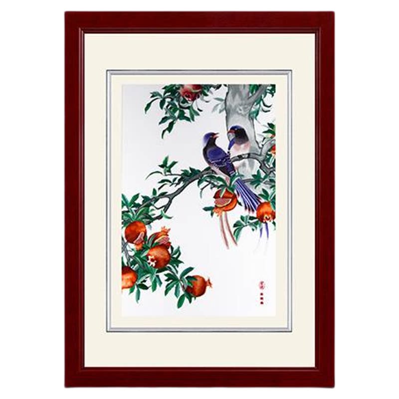 品粤广绣手工刺绣挂画客厅玄关装饰送老人长辈老师祝寿生日礼物