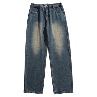 美式长裤水洗痞帅牛仔裤直筒