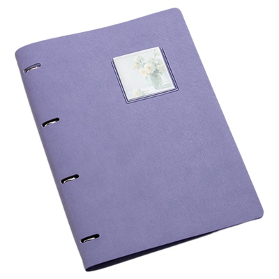 天色简约软皮A4活页本四孔可拆卸